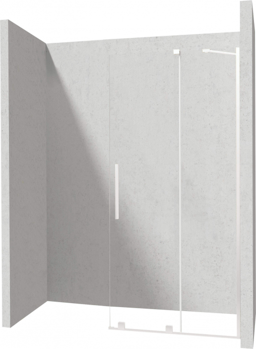 Paravan duș glisant 100x195cm, sticlă securizată 6 mm, cu finisaj alb mat. Deante Prizma [3]