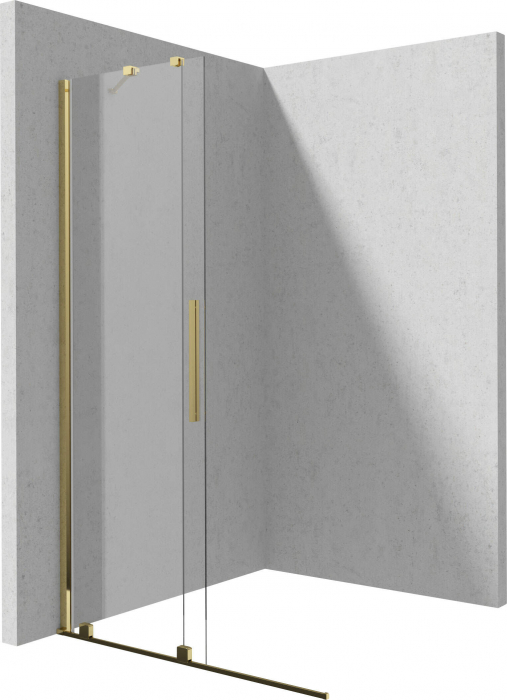 Paravan dus sticla auriu lucios securizata walk-in cu usa glisanta, 140x195 cm, Deante Prizma [2]