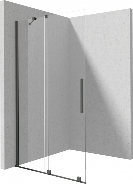 Paravan dus glisant 140x195cm, sticla securizata 6 mm, cu finisaj otel slefuit, Deante Prizma