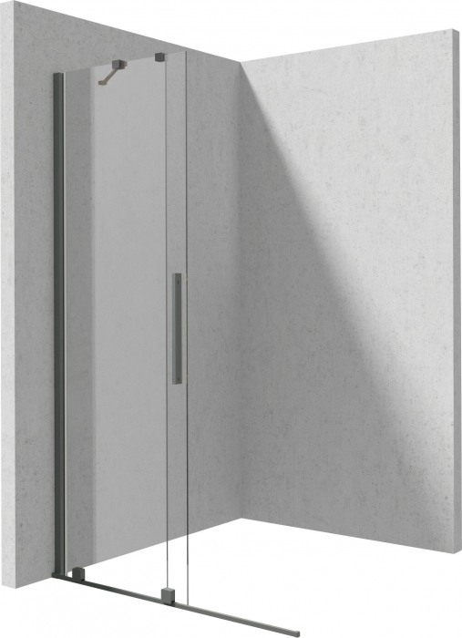 Paravan duș glisant 140x195cm, sticlă securizată 6 mm, cu finisaj negru mat. Deante Prizma [2]