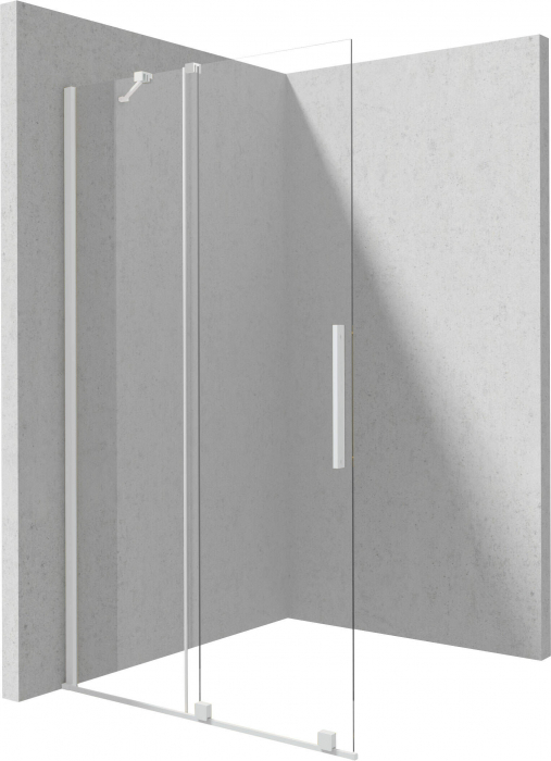 Paravan dus glisant 90x195cm, sticla securizata 6 mm, alb mat, Deante Prizma