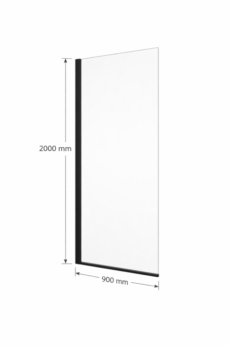 Perete dus 90x200 cm, sticla securizata cu grosimea de 6 mm, profil negru mat, Ronal Divera [3]