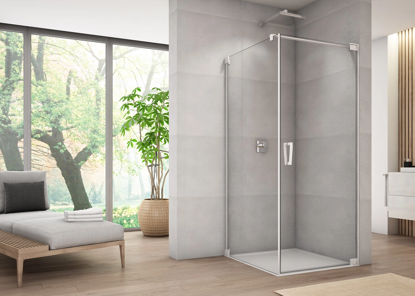 Perete lateral 90x200 cm, grosime sticla de 6 mm, profil alb, Ronal Cadura [2]