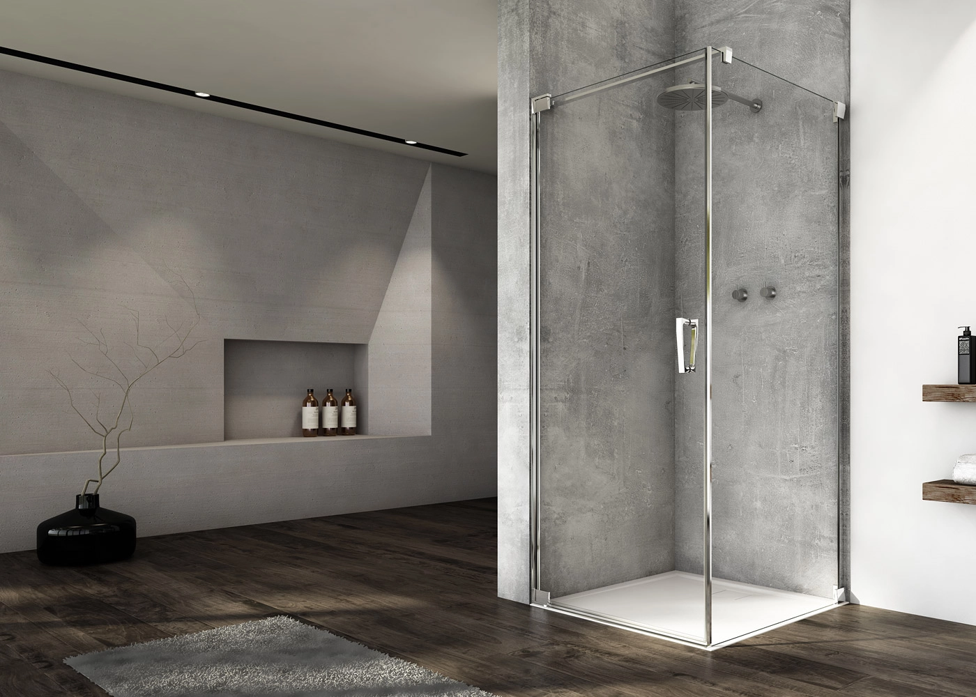 Perete lateral 75x200 cm, grosime sticla de 6 mm, profil crom, Ronal Cadura [2]