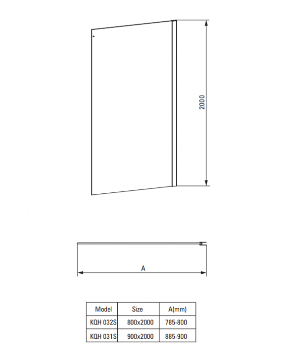 Perete lateral de dus 90x200cm, sticlă securizată 6 mm, cu finisaj cromat, Deante Prizma [5]