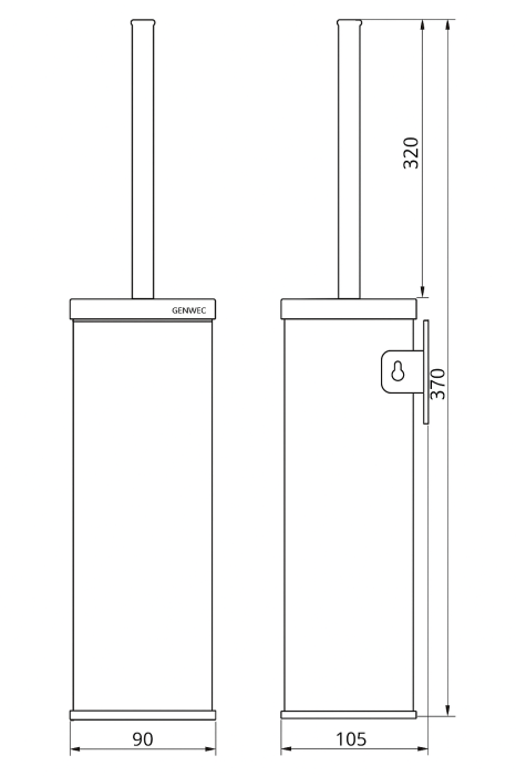 Perie WC Genwec, inox satinat AISI 304, montaj pe podea sau perete [2]