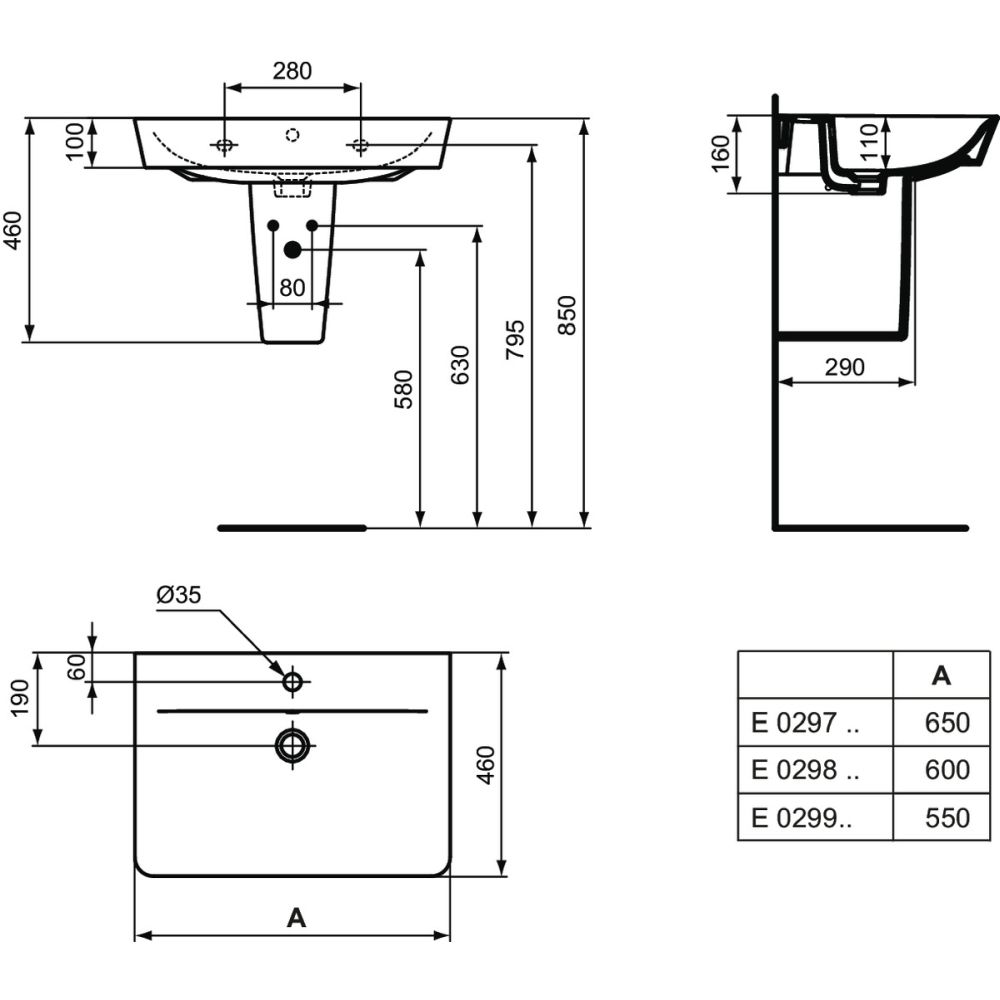Semipiedestal pentru lavoar Ideal Standard Connect Air Curve [7]
