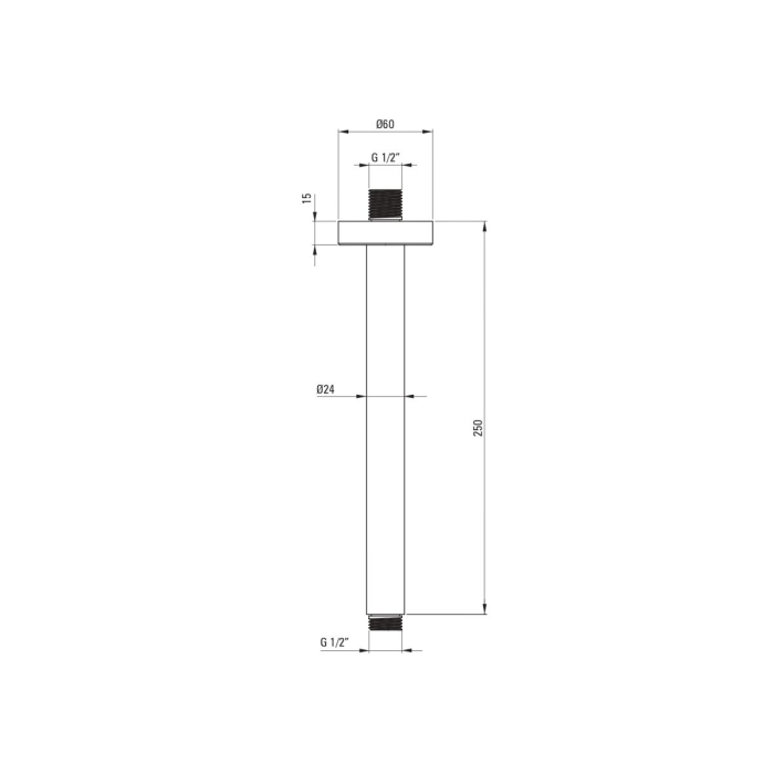 Brat de dus, de tavan, 250 mm,  alama, Deante Round [2]