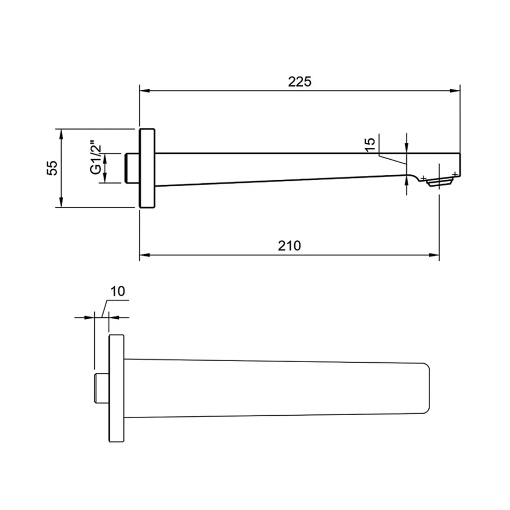Pipa de umplere pentru cada 21 cm, negru mat, Villeroy&Boch Architectura Square [3]