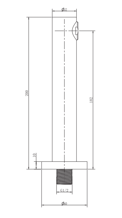Pipa fixa rotunda Inula, pentru baterie incastrata, 200 mm, 1/2", auriu lucios [2]