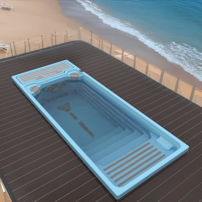 Piscina Wellis Beach Club Deluxe Swim Spa 600 × 235 × 147 cm, contracurent, 2 sunbed-uri, 7200 L [4]
