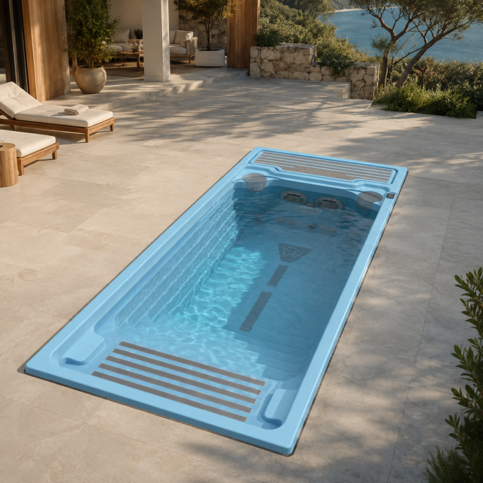 Piscina Wellis Beach Club Deluxe Swim Spa 600 × 235 × 147 cm, contracurent, 2 sunbed-uri, 7200 L [3]