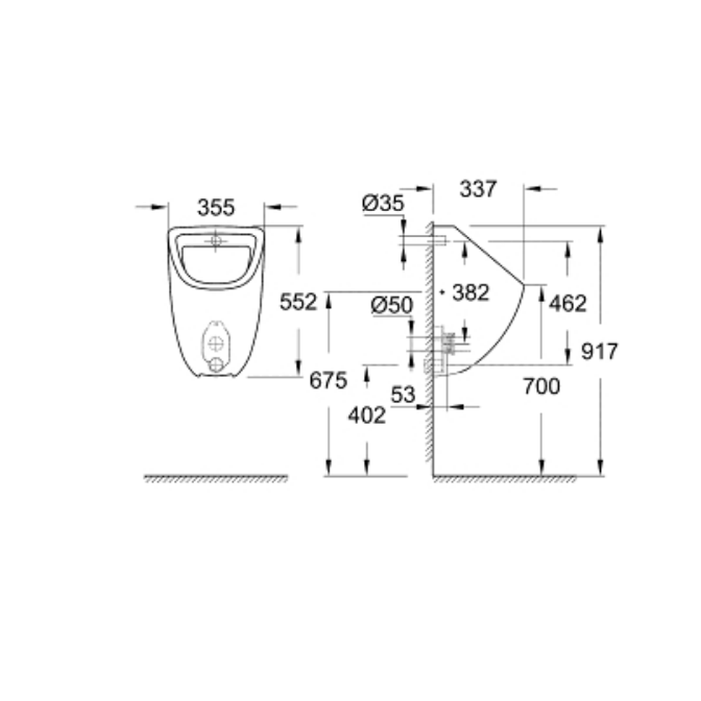 Pisoar alb cu alimentare ascunsa Grohe Bau Ceramic [2]