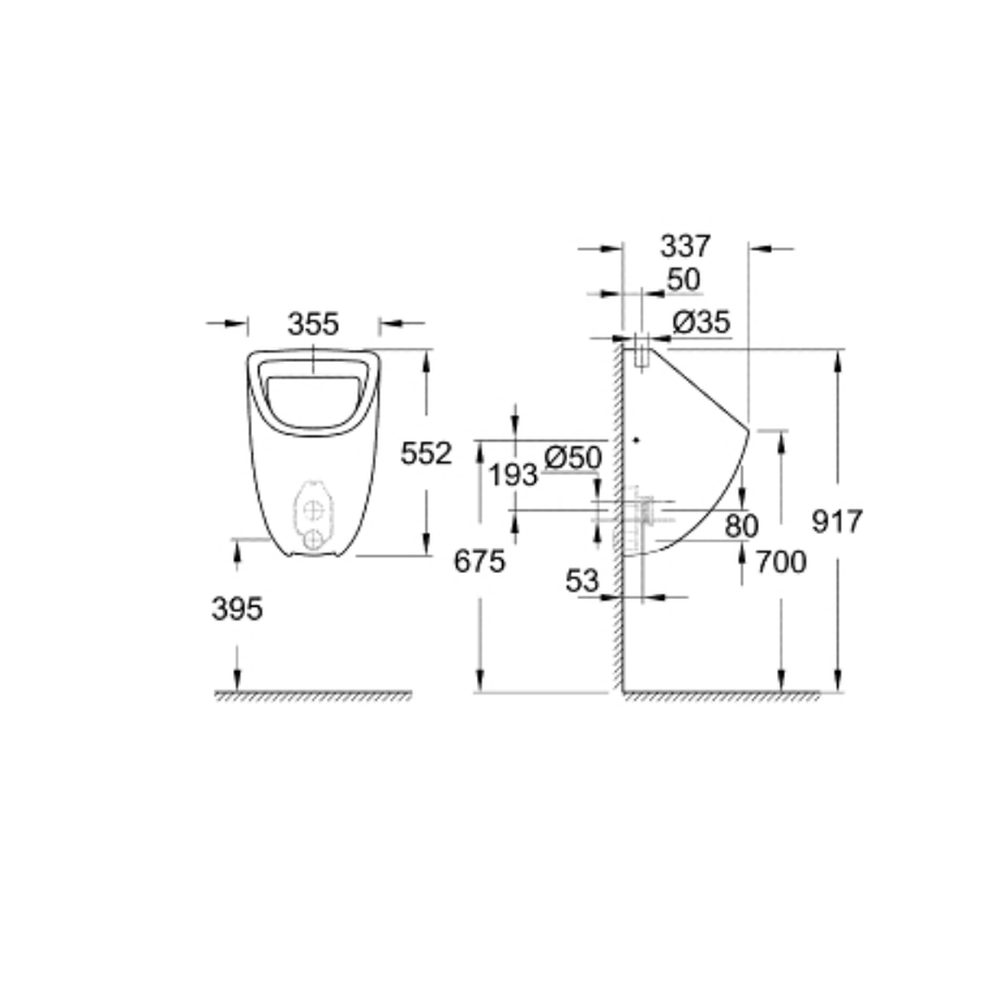 Pisoar cu alimentare superioara Grohe Bau Ceramic, alb [2]