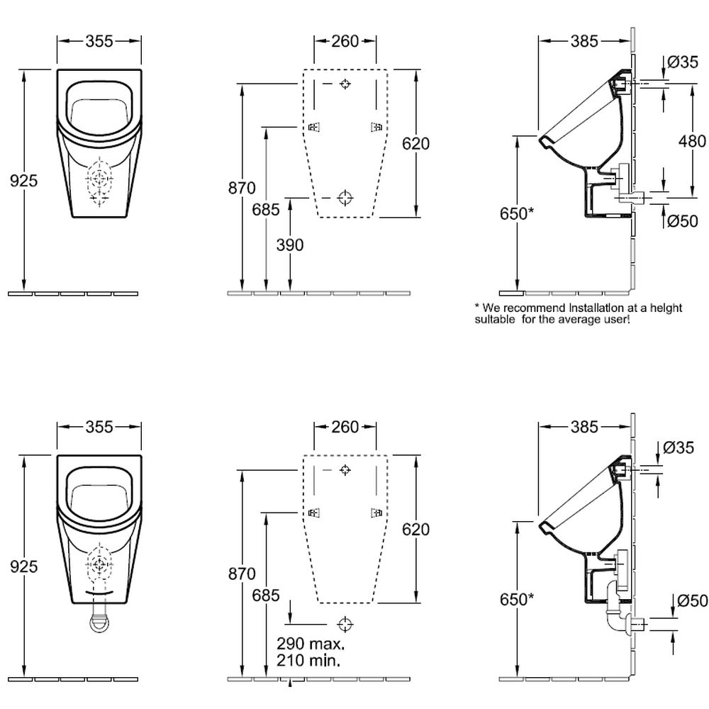 Pisoar oval alb Villeroy & Boch Architectura [5]