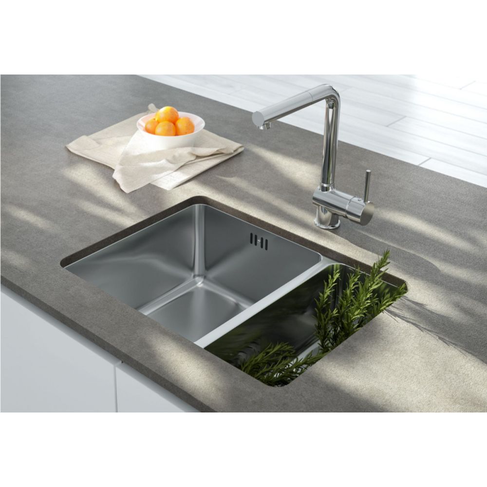 Chiuveta bucatarie inox doua cuve, crom, montare sub blat, Deante, Egeria [2]