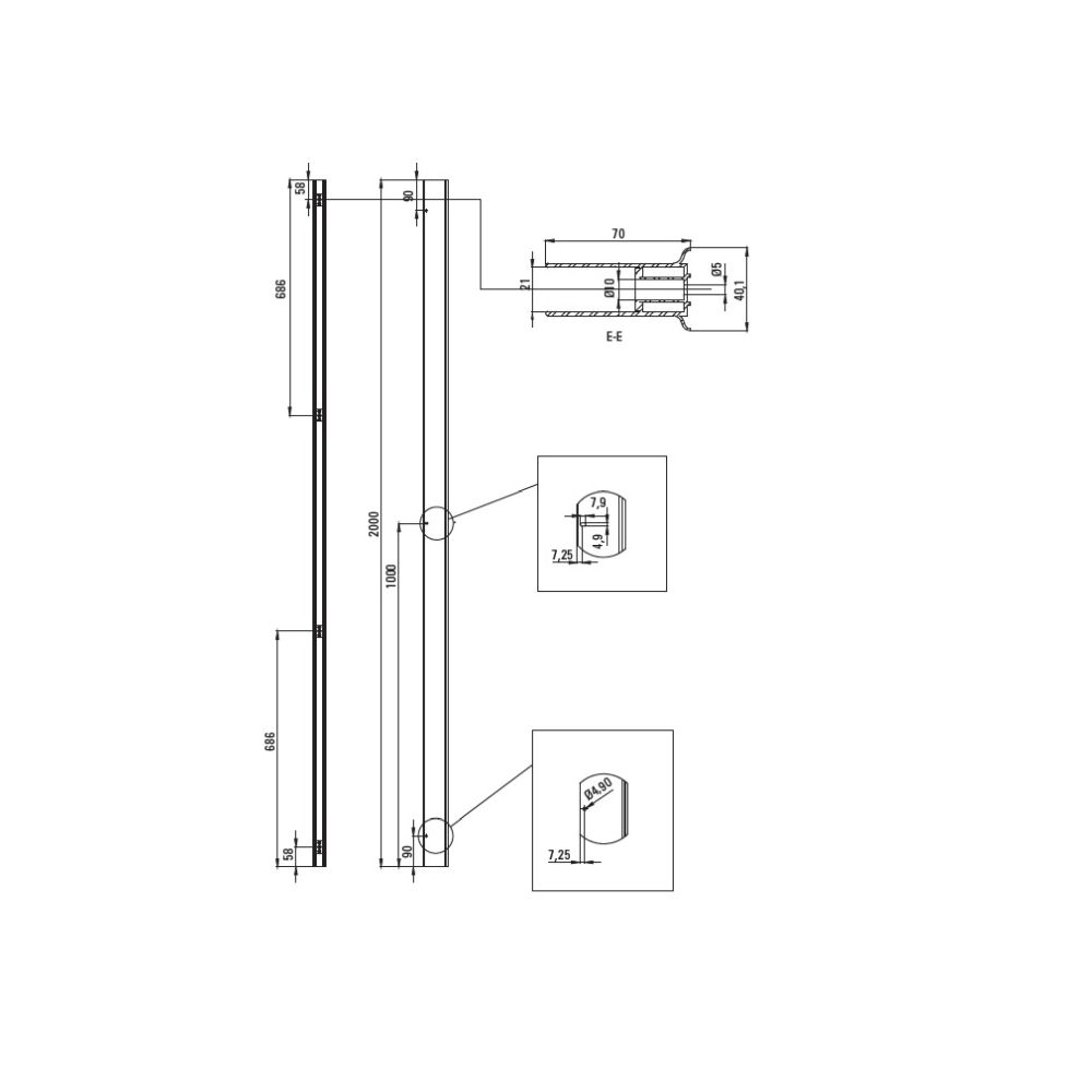 Profil usa de nisa extensie cabina dus culoare crom lucios 200 cm Deante [2]