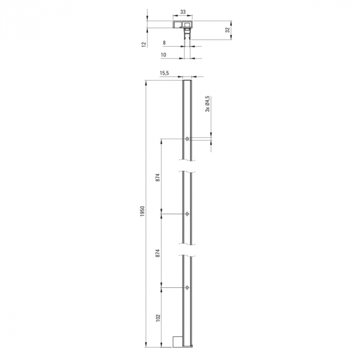 Profil pentru usa cabina de dus, incastrata, auriu periat, 195 cm, Sistem Prizma [2]