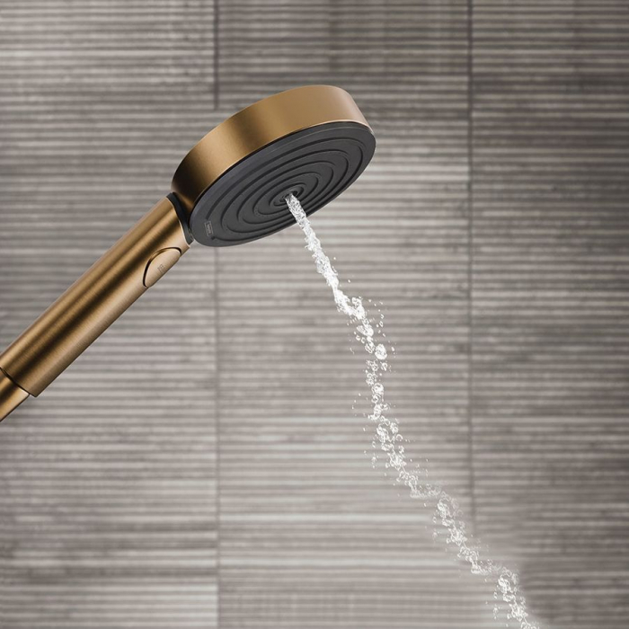 Set de dus cu baterie termostatata, palarie 26 cm, 3 jeturi, bronz periat, Hansgrohe Pulsify S [6]