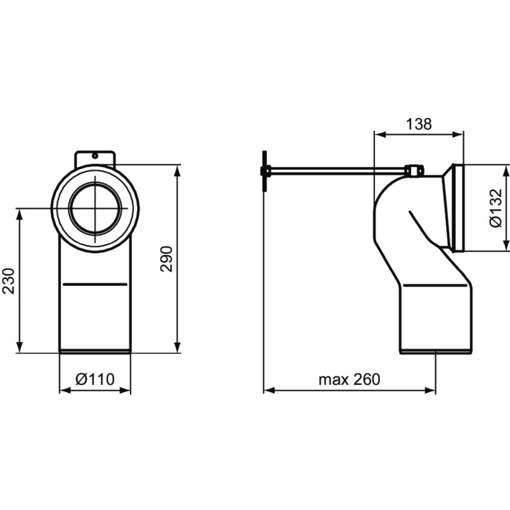 Cot racord wc 90º scurgere verticala Ideal Standard Multisuite [2]