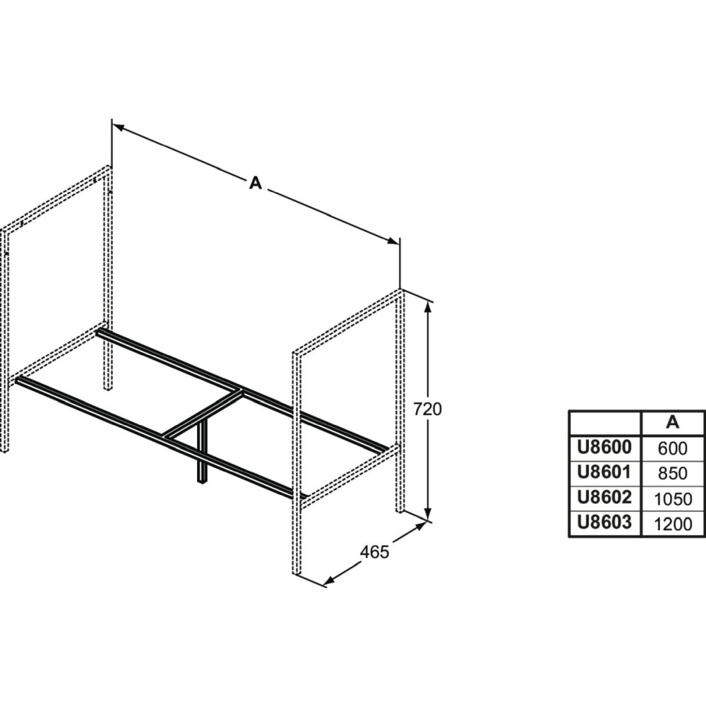 Rama 120 cm Ideal Standard Adapto pentru sustinere dulap lavoar [6]
