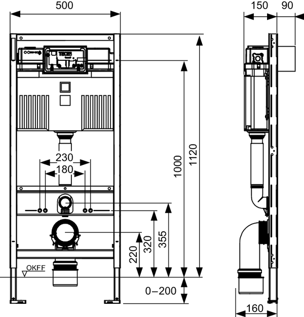 Rezervor WC incastrat TECEprofil cu cadru incastrat inălțime de construcție 112 cm [3]