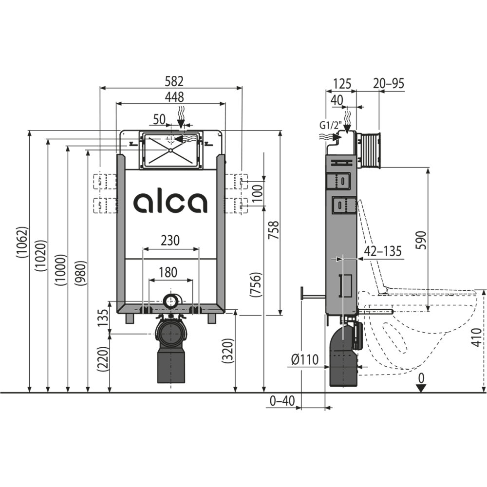 Rezervor pentru wc incastrat cu suport Alcaplast, Renovmodul [2]