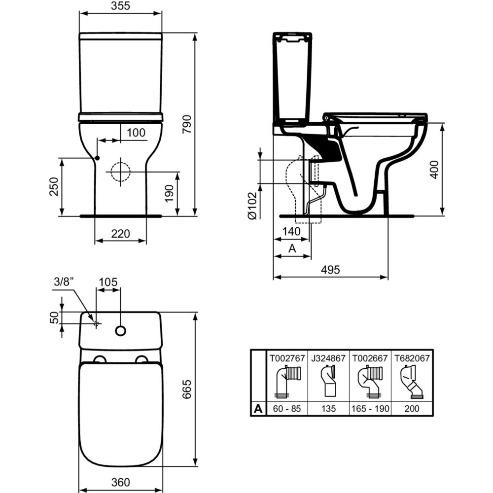 Rezervor vas wc Ideal Standard i.Life B alb lucios cu alimentare inferioara [5]