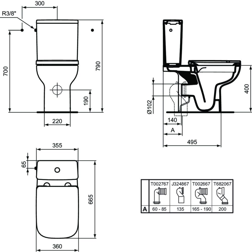 Rezervor vas wc Ideal Standard i.Life B alb lucios cu alimentare laterala [5]
