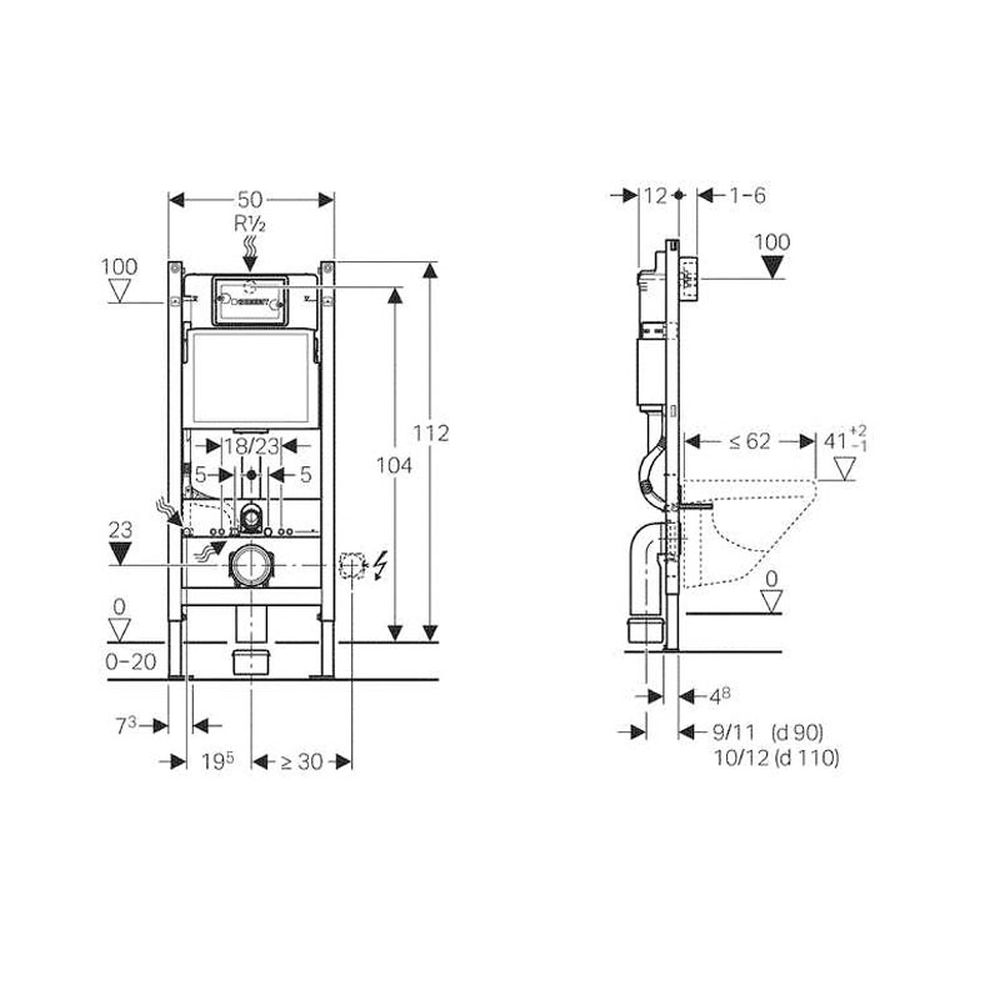 Cadru wc suspendat Duofix cu rezervor wc incastrat Geberit Delta [3]