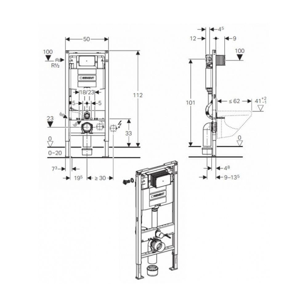 Cadru wc suspendat Duofix cu rezervor wc incastrat Geberit Omega [2]