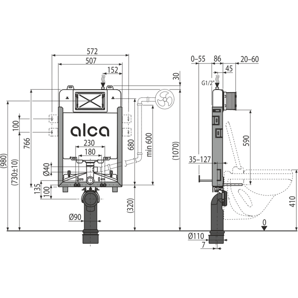 Rezervor wc incastrat slim Alcaplast, Renovmodul [2]