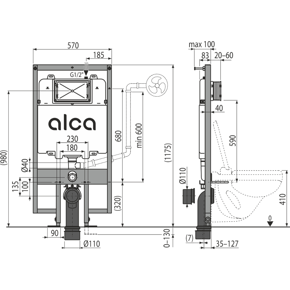 Rezervor wc incastrat slim Alcaplast, Sadromodul [3]