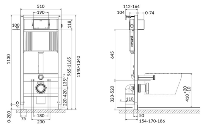 Rezervor WC îngropat cu actionare pneumatic, AQUA 52 Cersanit [3]