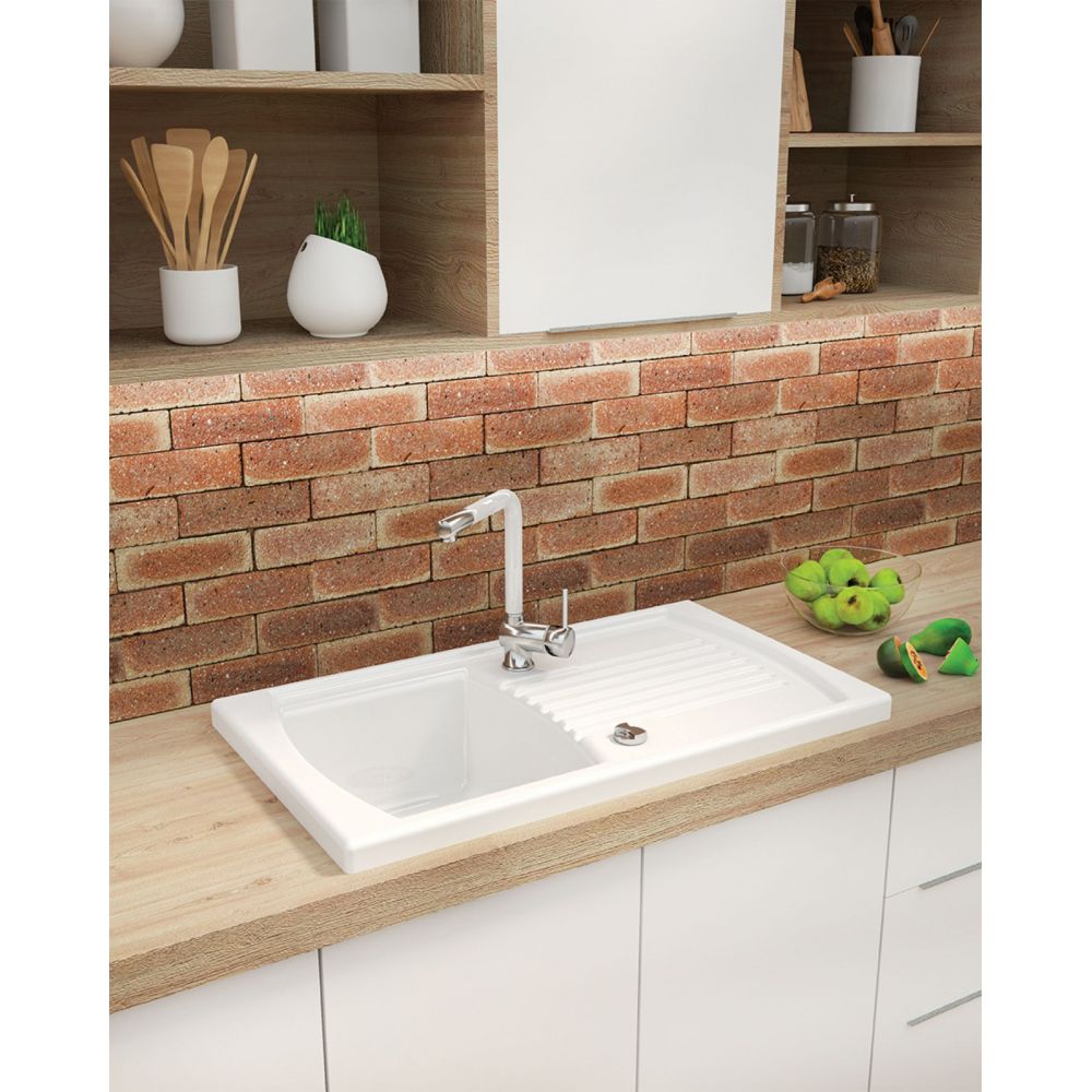 Chiuveta bucatarie ceramica cu picurator, alba, Lusitano, Deante [3]