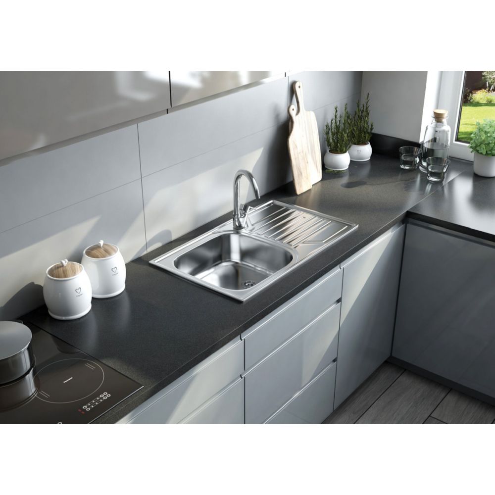 Chiuveta bucatarie inox cu picurator si baterie crom Deante, Doppio [2]