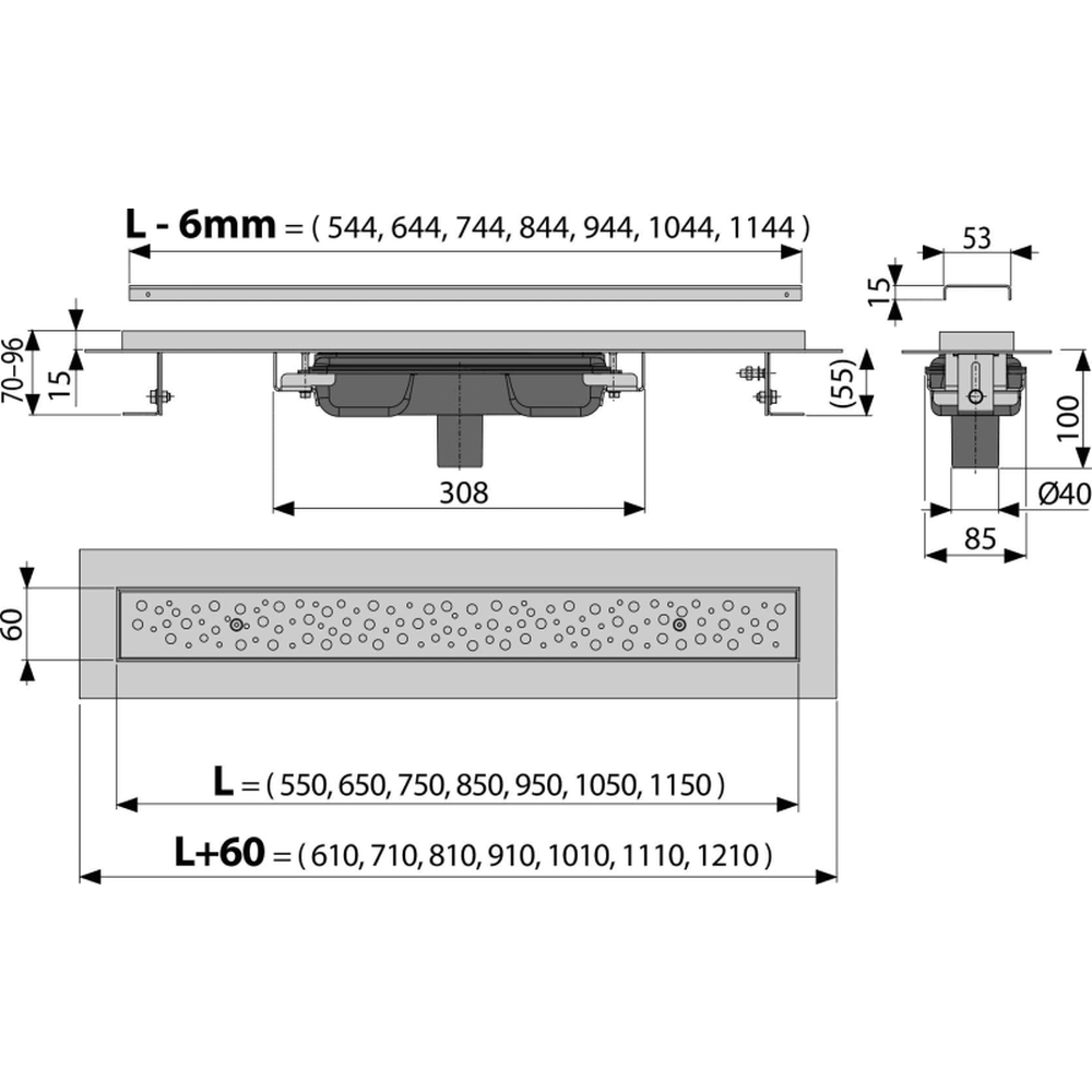 Rigola dus iesire verticala cu capac perforat crom lucios 850 mm Alcadrain APZ1111-850L [2]