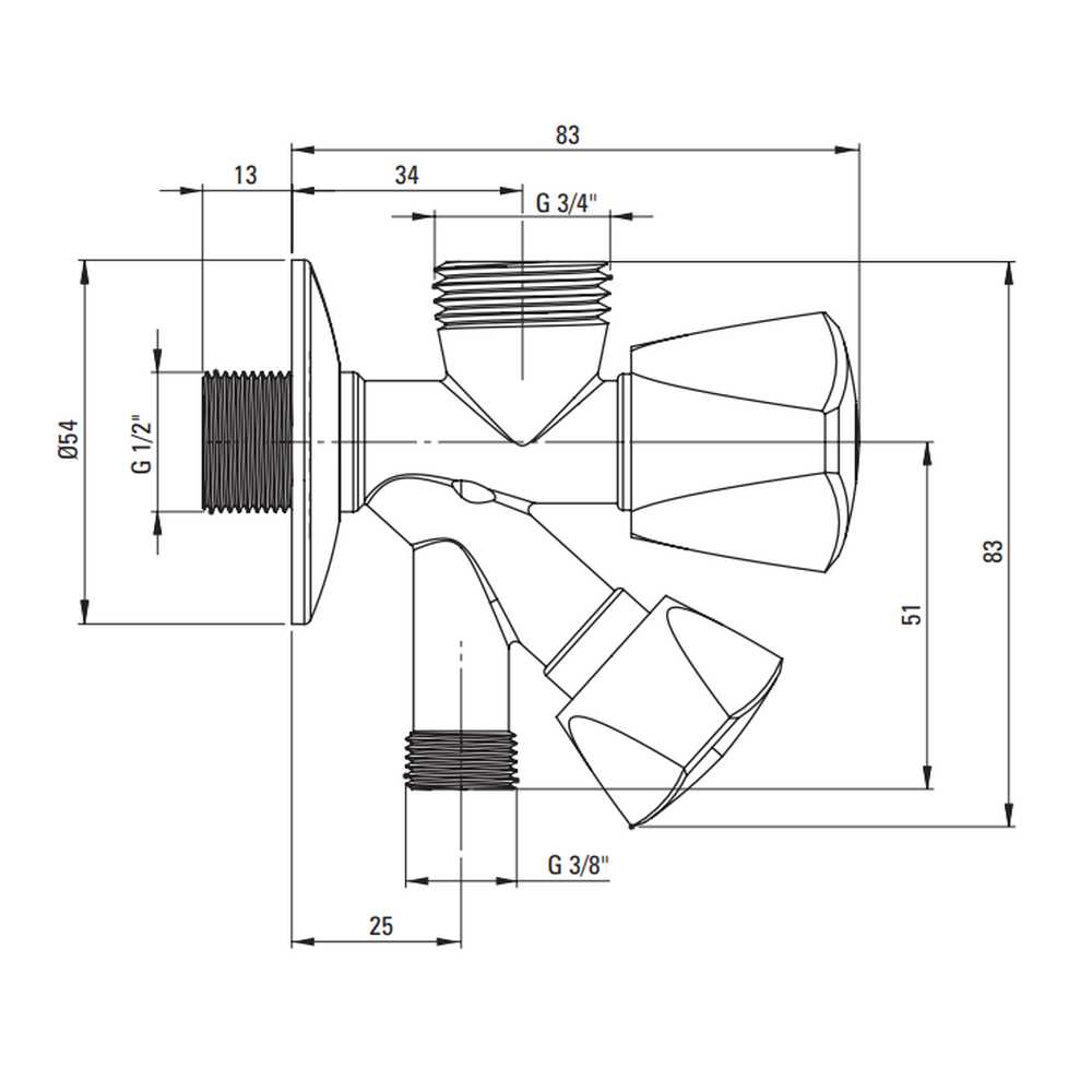 Robinet coltar Deante 1/2" - 3/4",3/8" crom lucios [2]