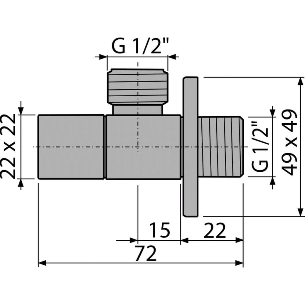 Robinet coltar patrat 1/2"×1/2" Alcadrain ARV004 [2]