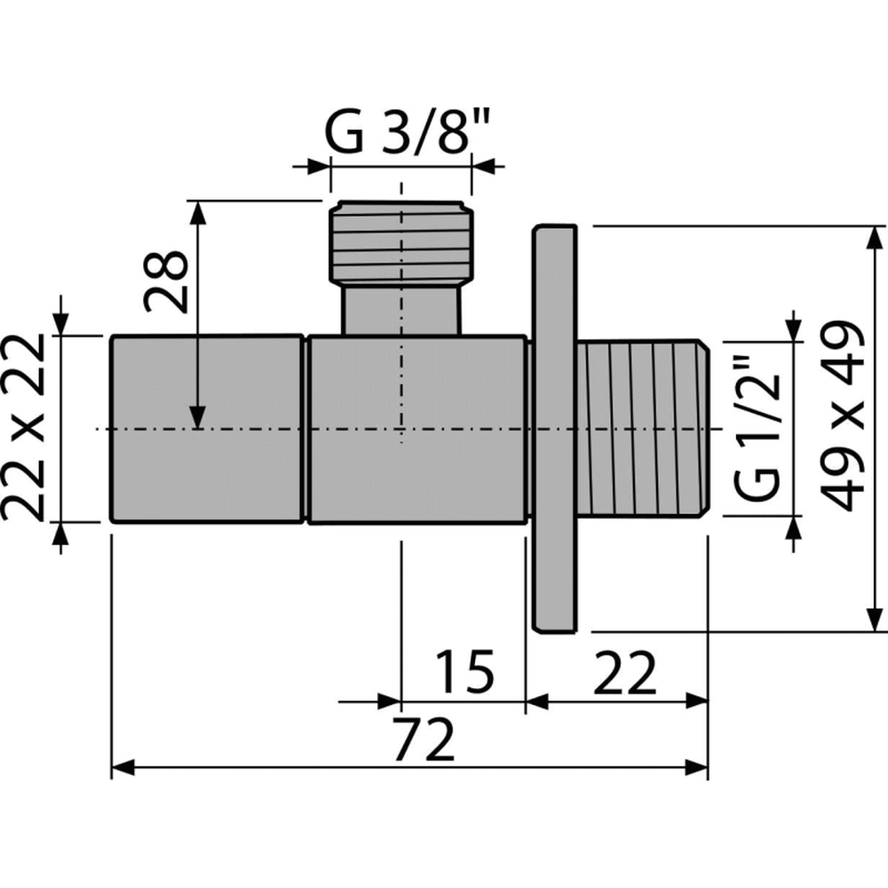 Robinet coltar patrat 1/2"×3/8" Alcadrain ARV002 [2]