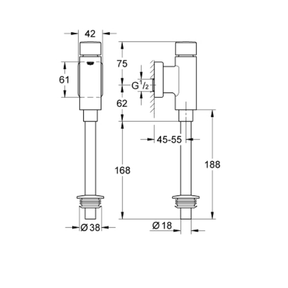 Robinet de clatire pentru pisoar crom Grohe Rondo [2]
