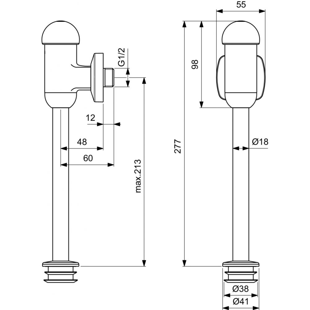 Robinet de clatire cu temporizare pentru pisoar crom Ideal Standard [2]