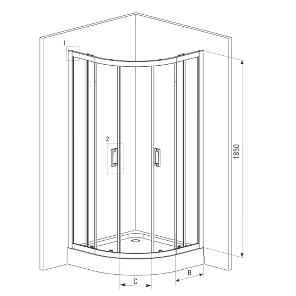 Cabina de dus semirotunda neagra 90x90 cm Deante Funkia [4]