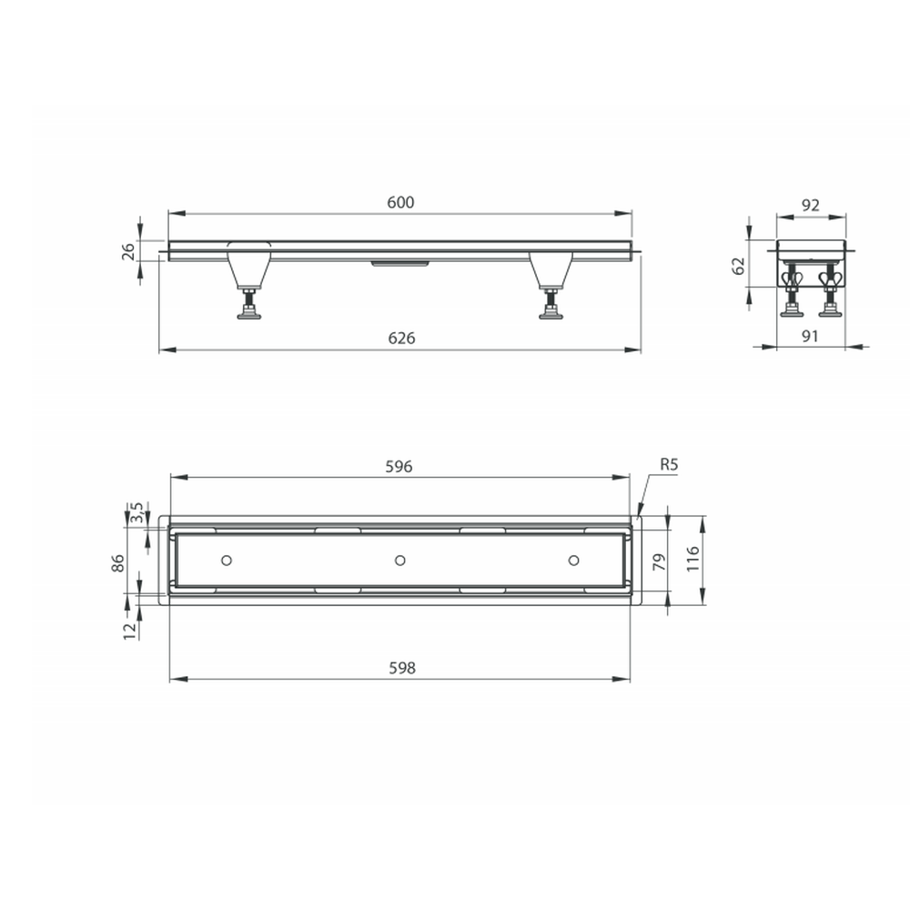Rigola dus faiantabila 60 cm cu sifon inclus Deante [4]