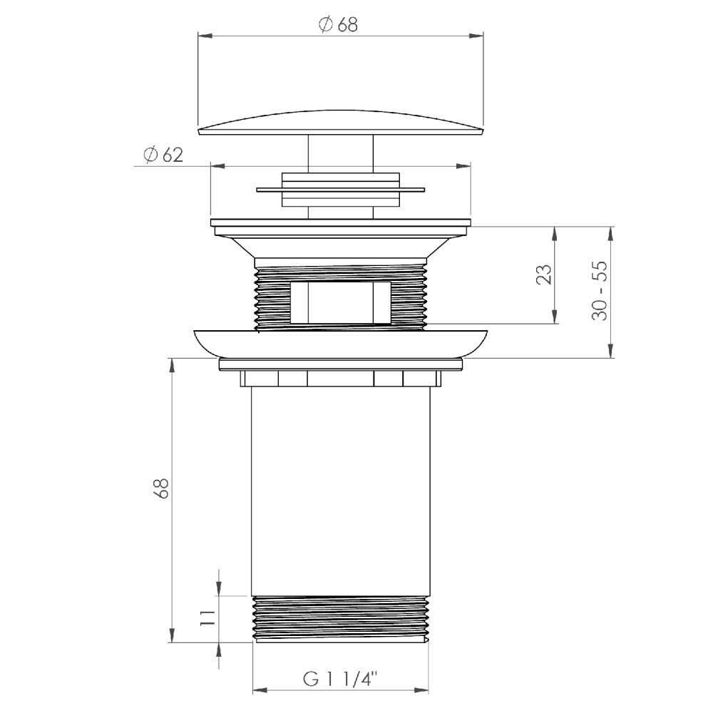 Ventil lavoar baie click-clack cu preaplin, gri, Deante [2]