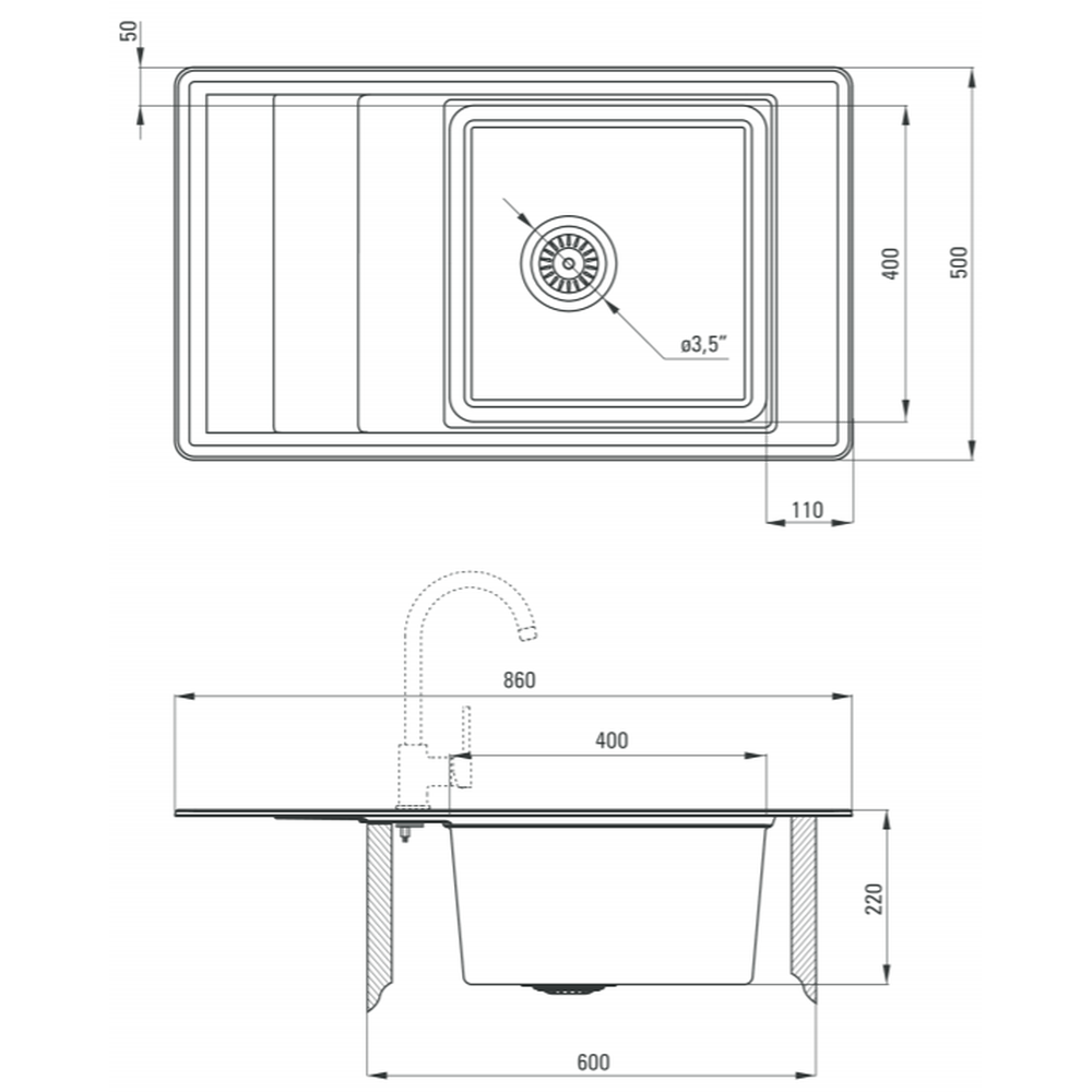 Chiuveta bucatarie inox cu picurator crom Deante, Bolero [4]