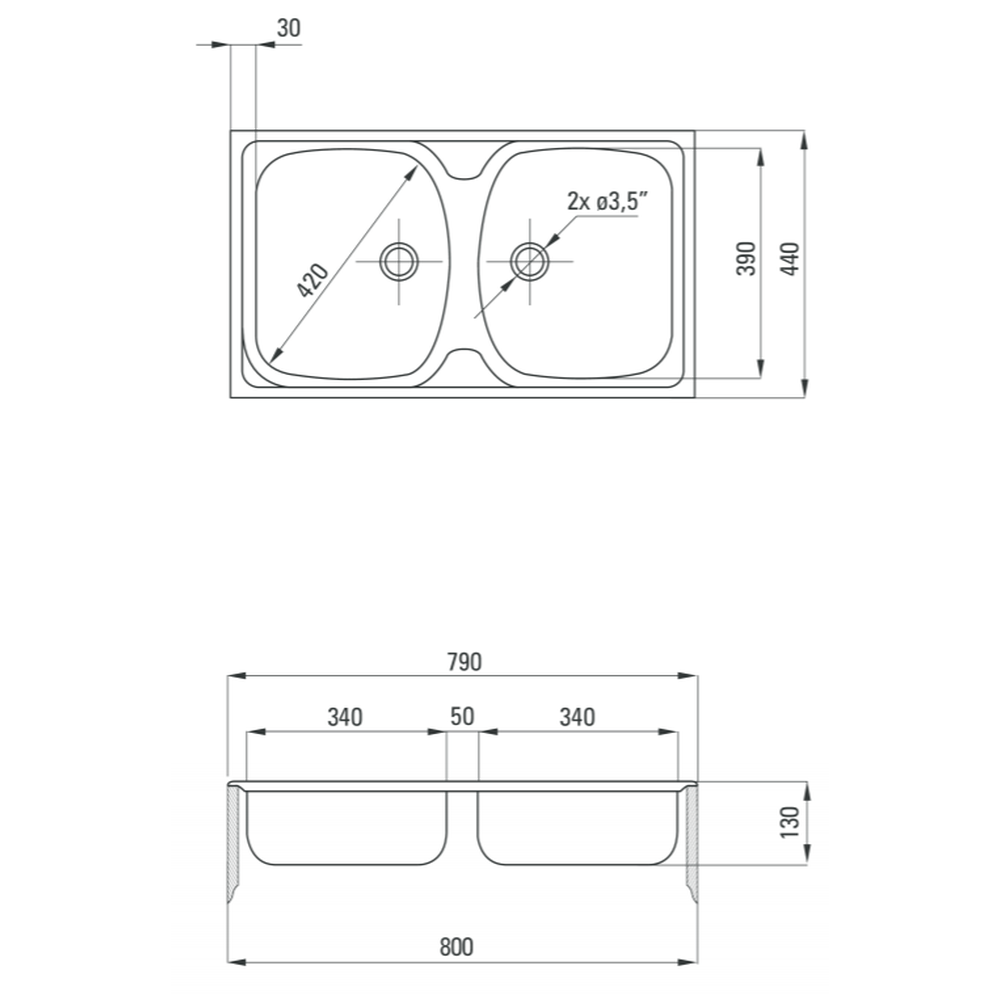 Chiuveta bucatarie inox doua cuve crom leinen Deante Techno 200 [2]