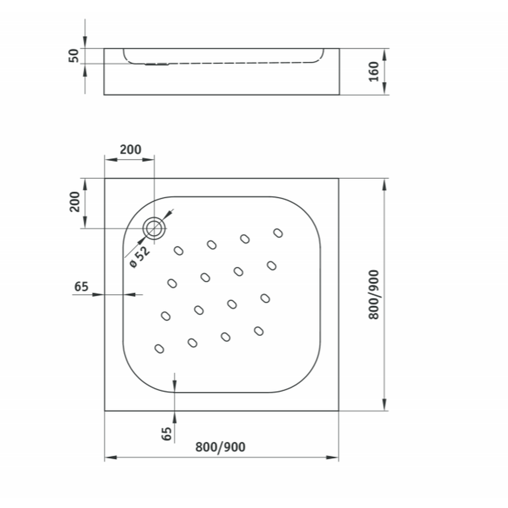 Cadita dus patrata 80x80 cm culoare alba Deante, Funkia [3]