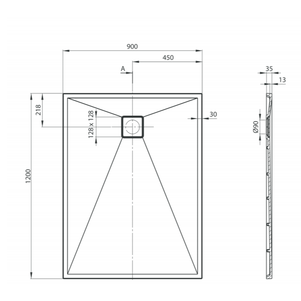 Cadita dus compozit slim gri 120x90 cm Deante, Correo [3]