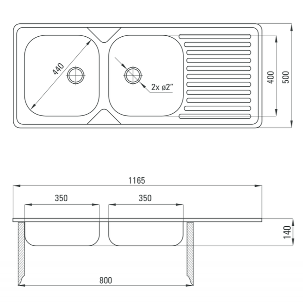 Chiuveta bucatarie doua cuve inox cu picurator crom leinen Deante Techno [2]